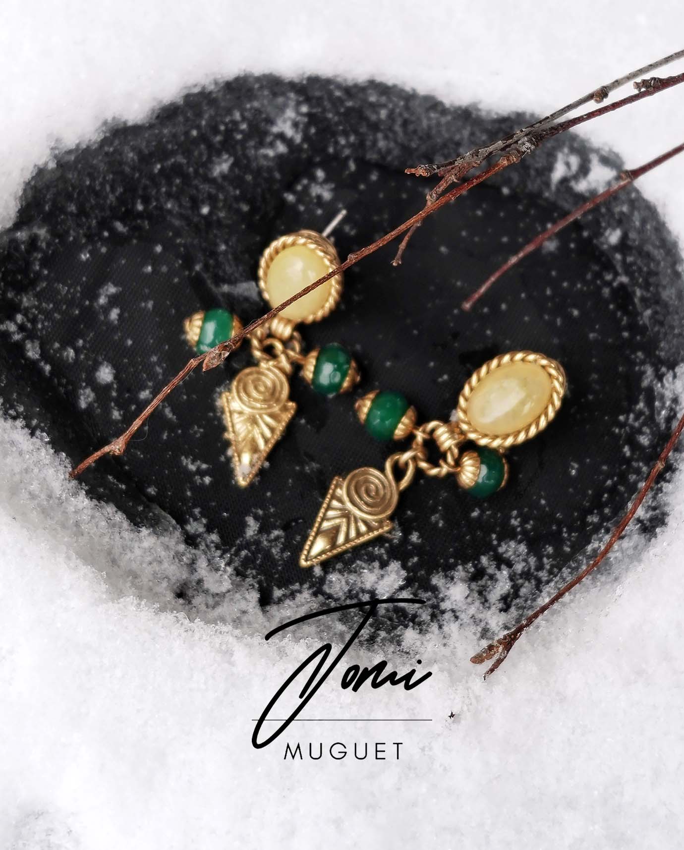 The November Frost - yellow natural stone earrings