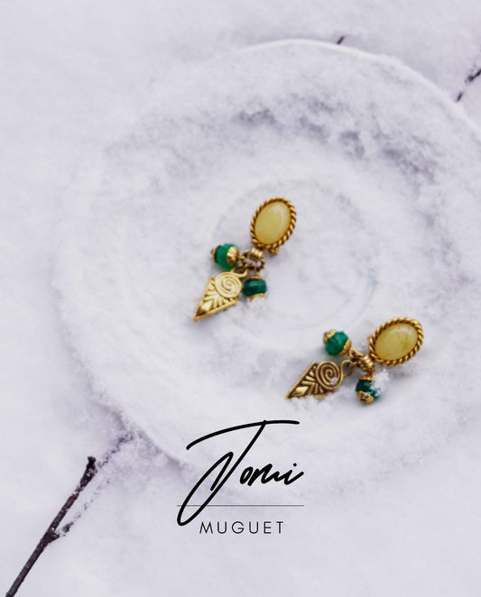The November Frost - yellow natural stone earrings