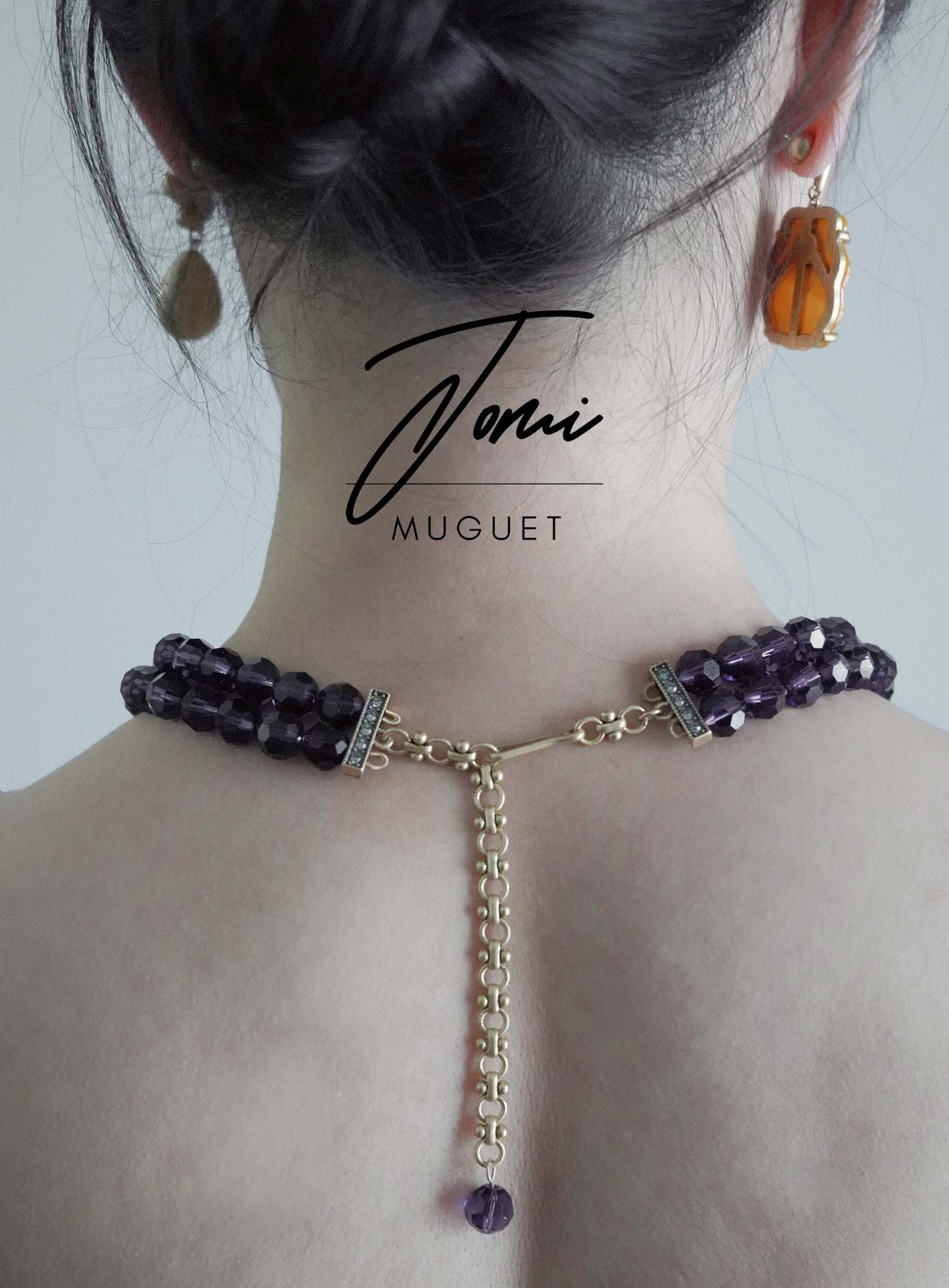 Sea Flowers blooming - Blue tone crystal necklace