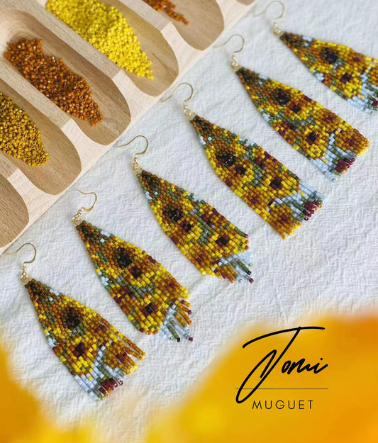 Sunflowers  - handcrafted beaded earrings